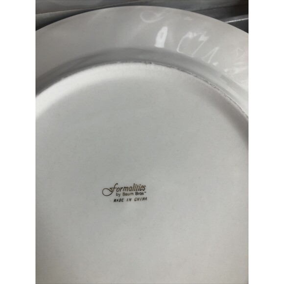 Formalities by Baum Bros Cake Plate & Server, White & Black Rose Print Gold Rim - Picture 6 of 9